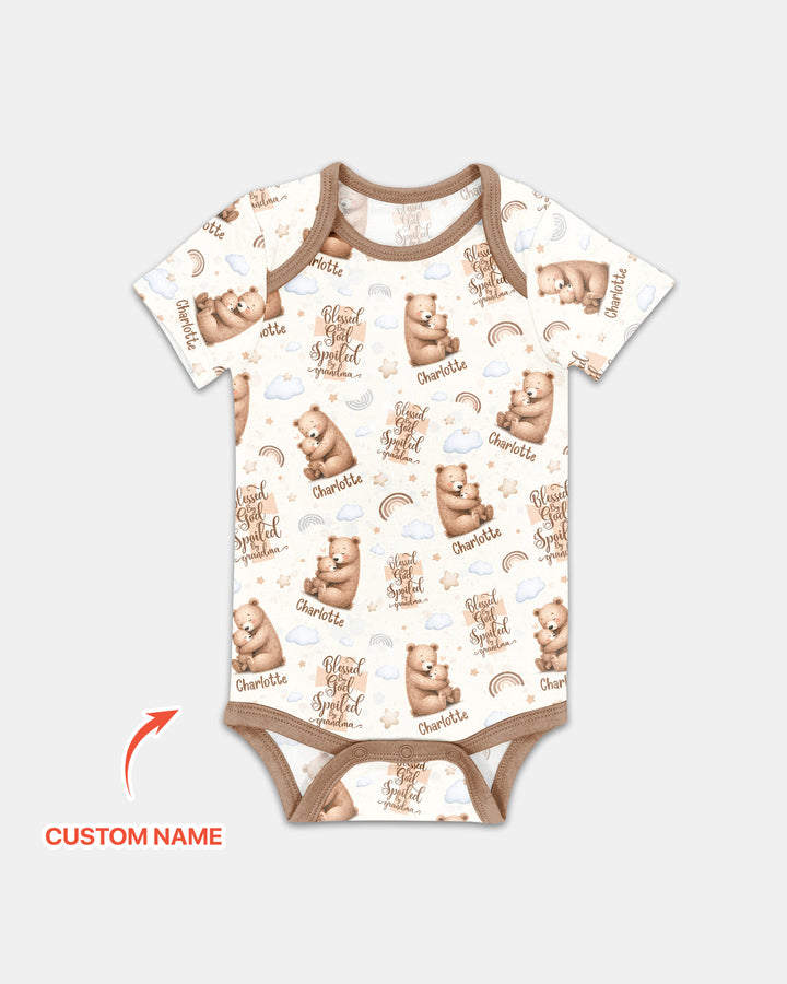Custom Name Blessed By God Spoiled By Grandma Bamboo Bodysuit