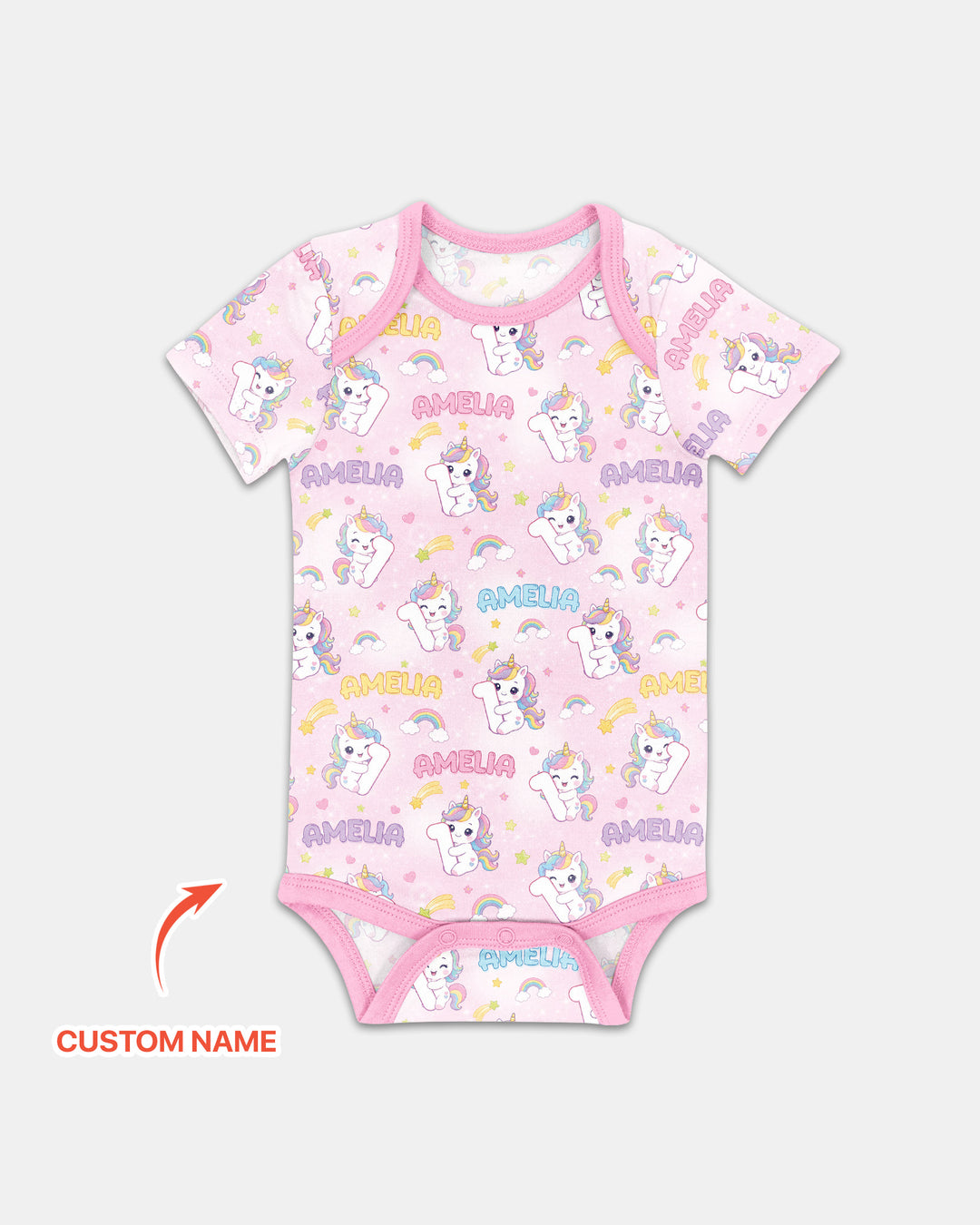 Custom Name Kawaii Unicorn Birthday Bamboo Bodysuit