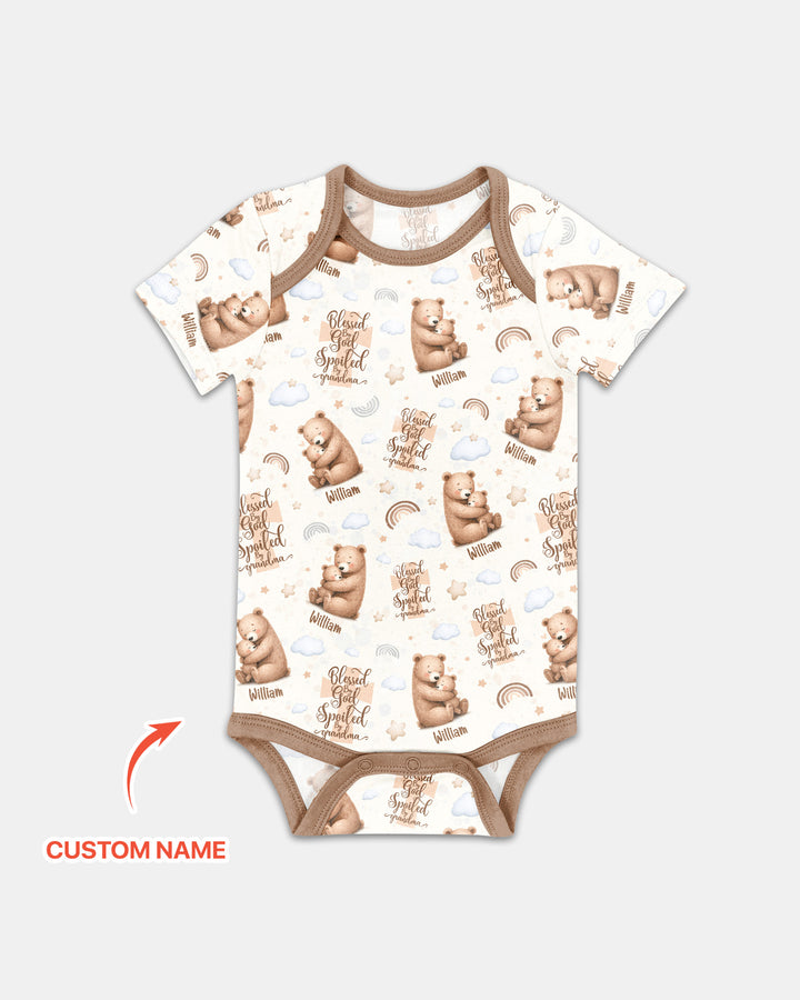 Custom Name Blessed By God Spoiled By Grandma Bamboo Bodysuit