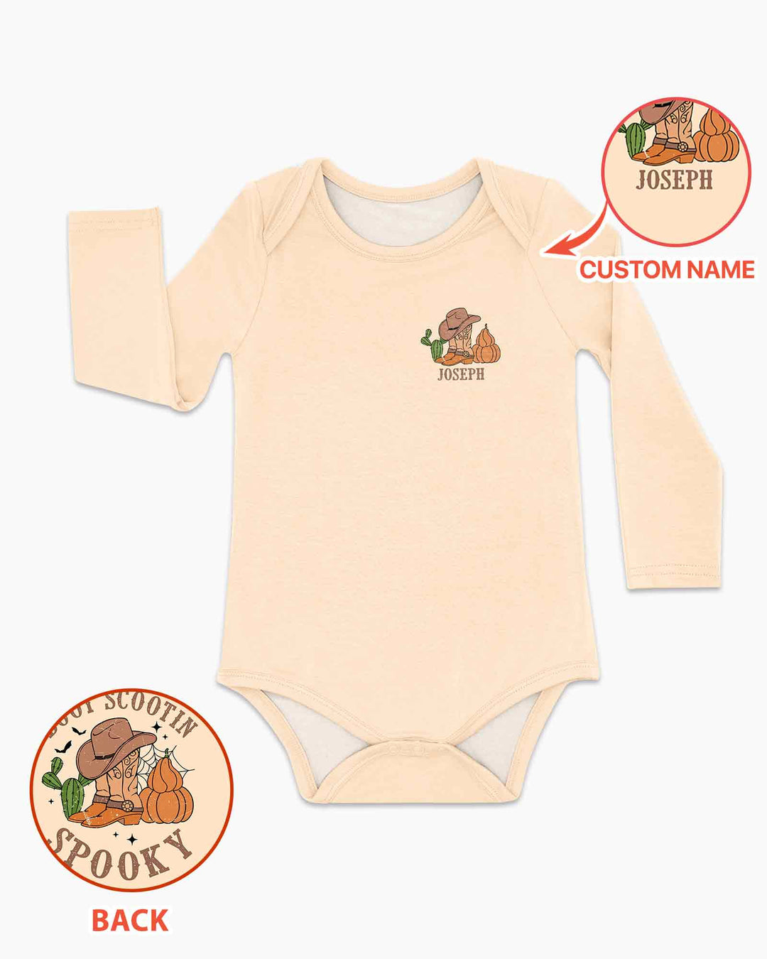 Personalized Spooky Cowboy Cowgirl Bamboo Bodysuit