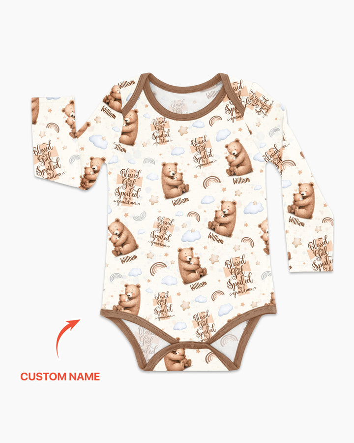 Custom Name Blessed By God Spoiled By Grandma Bamboo Bodysuit