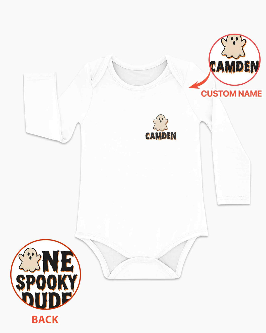 Personalized Ghost Halloween Baby Bamboo Bodysuit