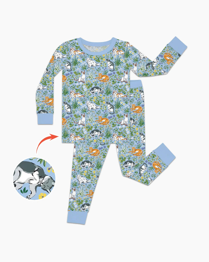 Kitten Garden Family Matching Bamboo Two Piece Long Sleeve Pajama Set