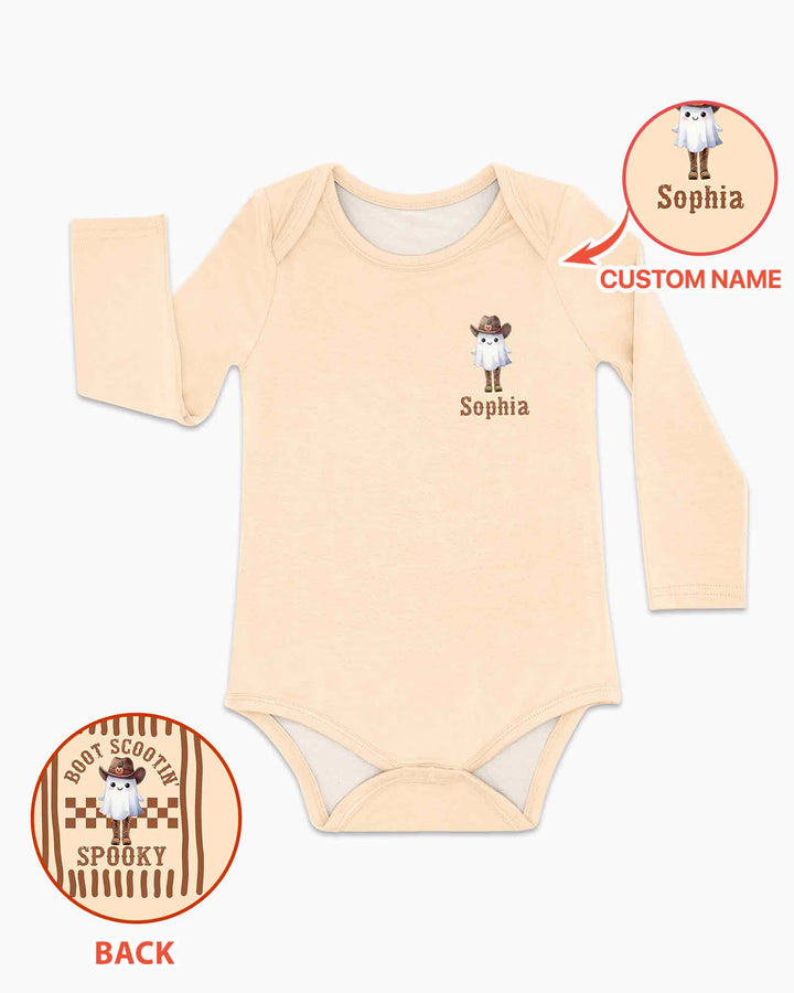 Personalized Scootin Boo Western Halloween Cowboy Bamboo Bodysuit
