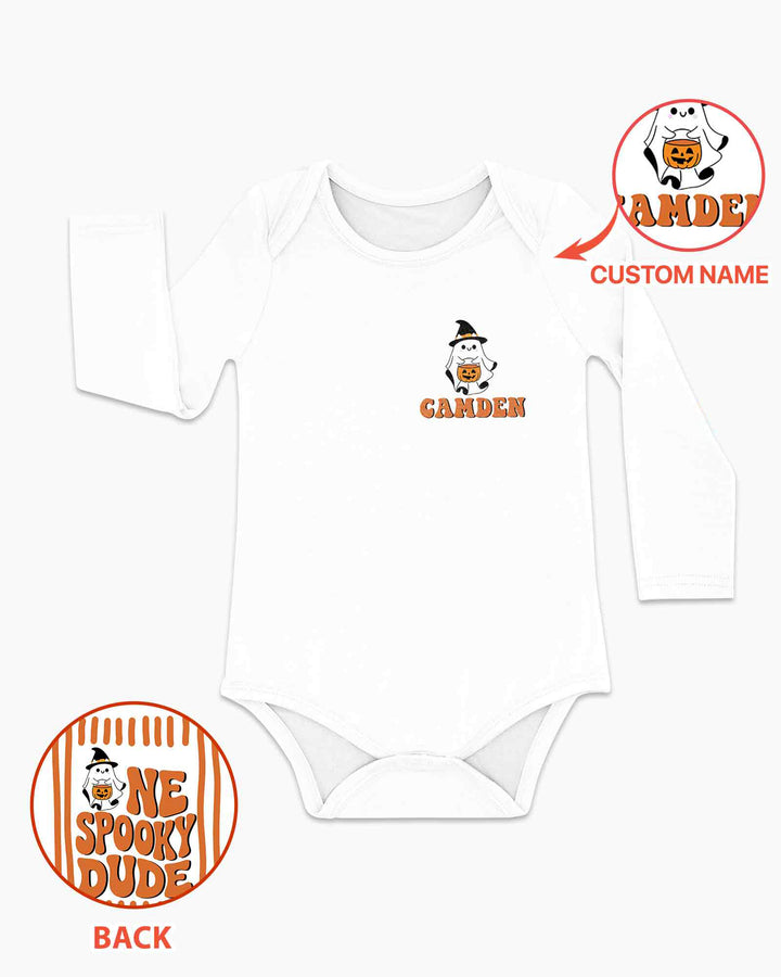 Personalized One Spooky Dude Halloween Birthday Bamboo Bodysuit