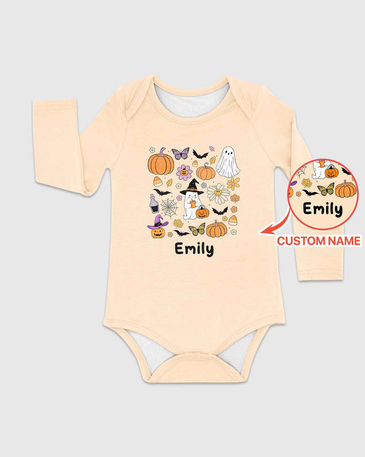 Personalized Retro Halloween Bamboo Bodysuit
