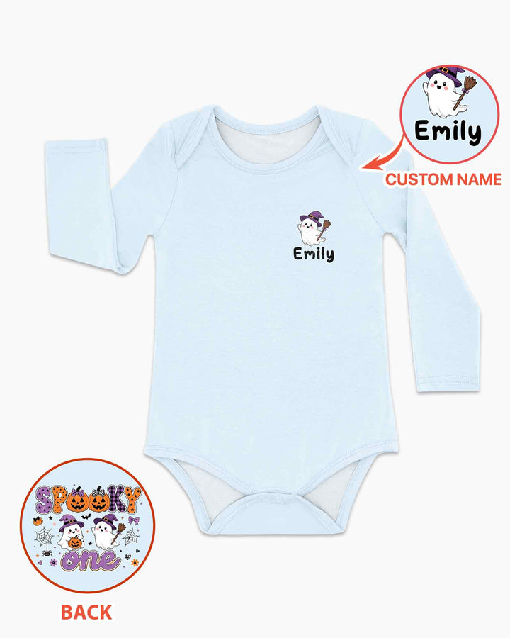 Personalized Spooky One Baby Boo Halloween First Birthday Bamboo Bodysuit