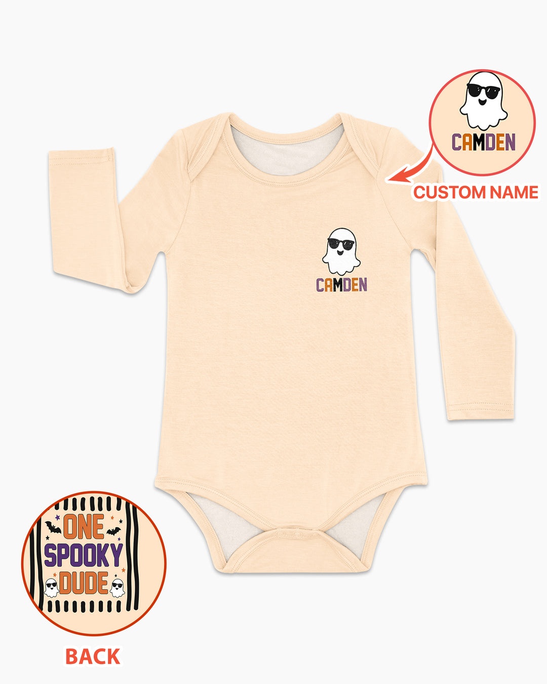 Custom Name Halloween One Spooky Dude Bamboo Bodysuit