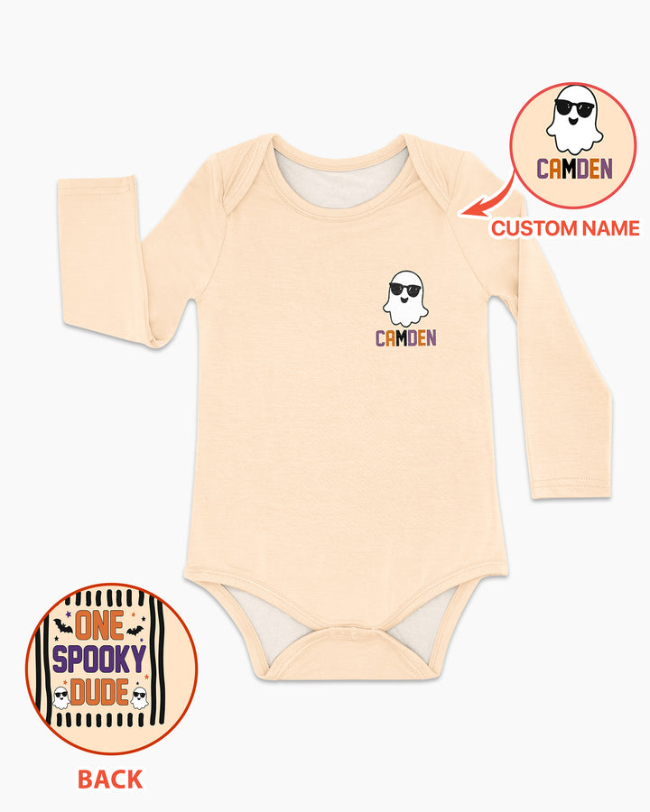 Custom Name Halloween One Spooky Dude Bamboo Bodysuit