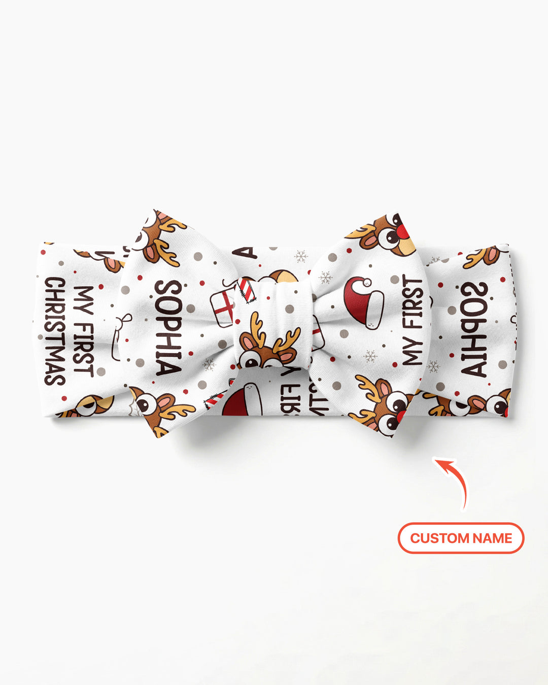 Custom Name Reindeer Doodle My First Christmas Headband