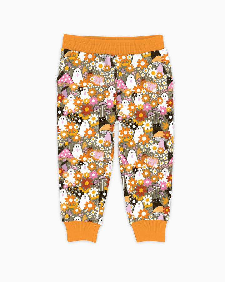 Retro Ghost Mushroom Floral Halloween Bamboo Jogger
