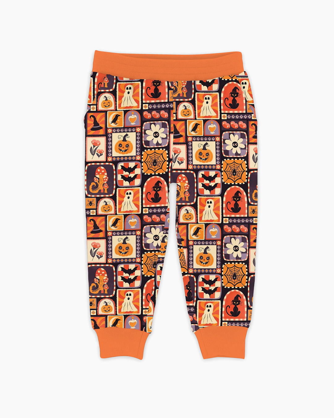 Retro Halloween Patchwork Icons Bamboo Jogger