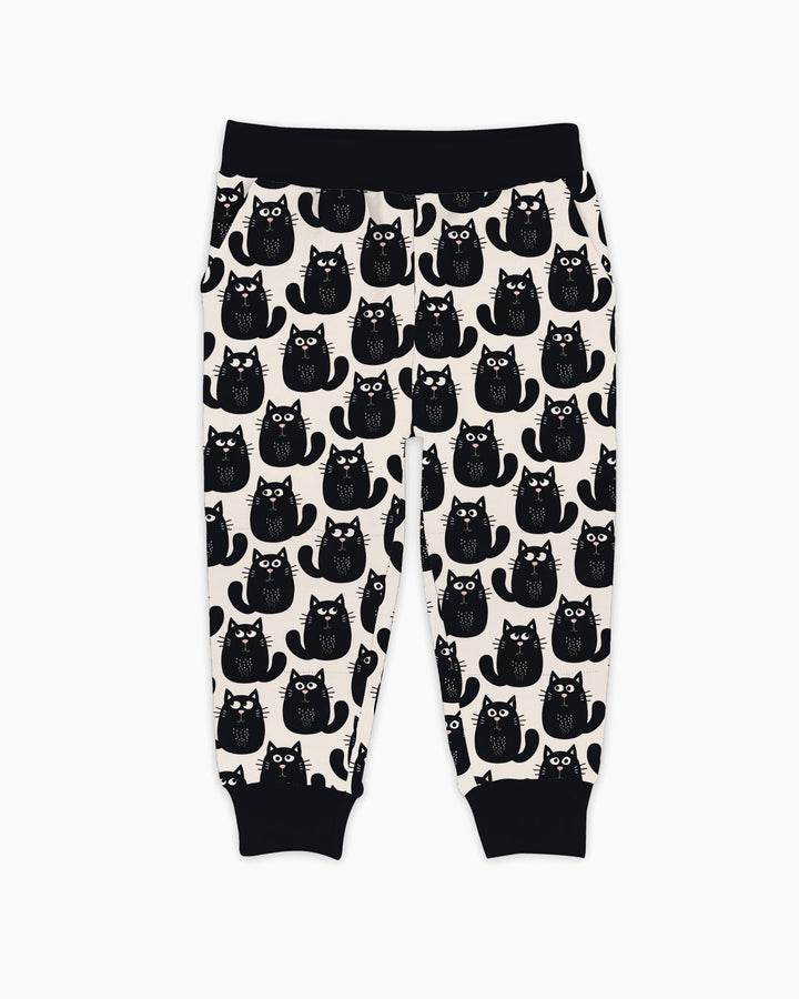 Moody Black Cats in Black and White Bamboo Jogger