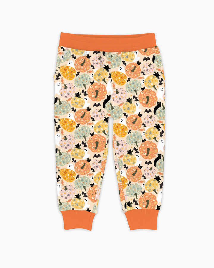 Floral Pumpkin Ghost Halloween Bamboo Jogger