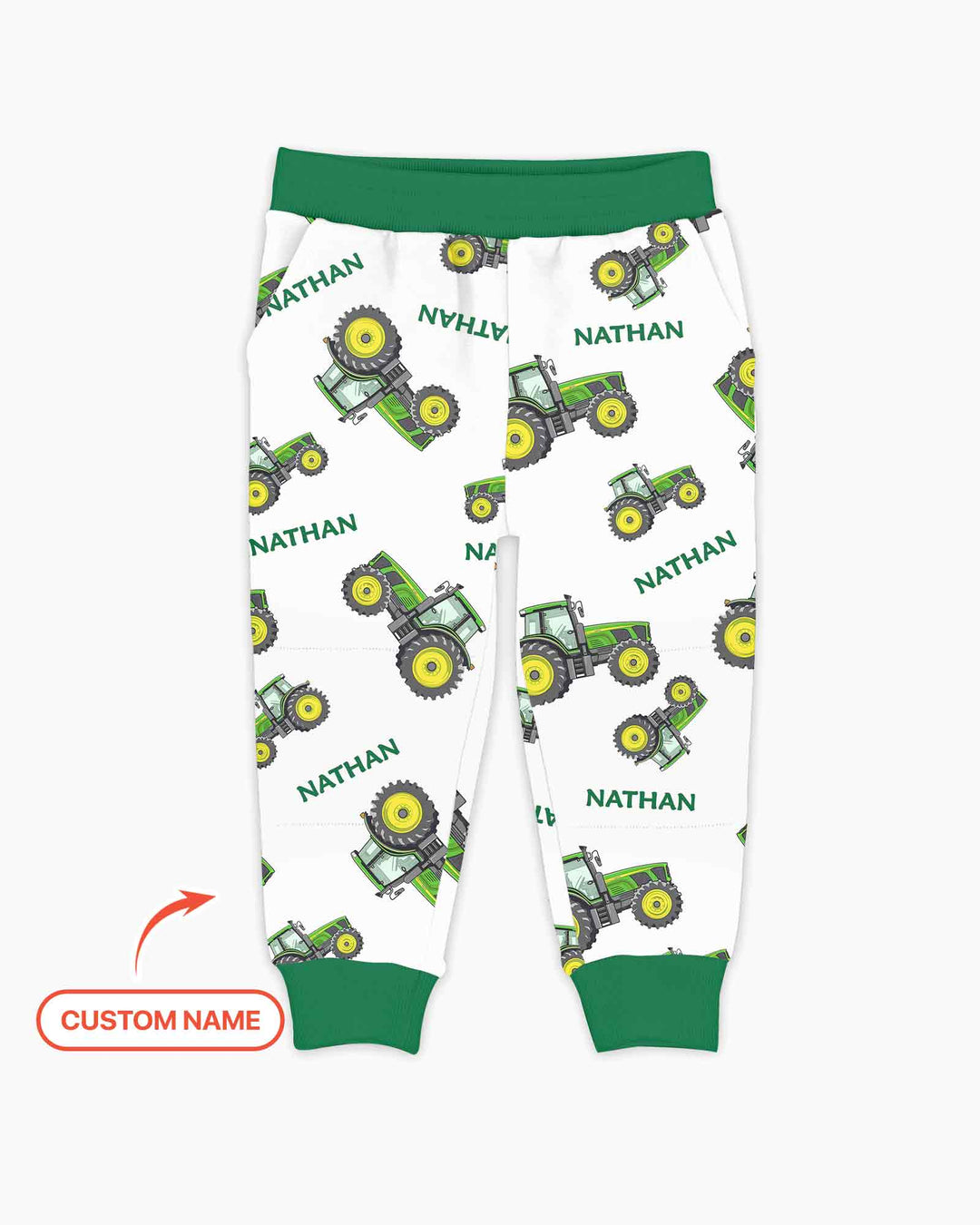 Custom Name Green Tractors Matching Daddy & Me Bamboo Jogger