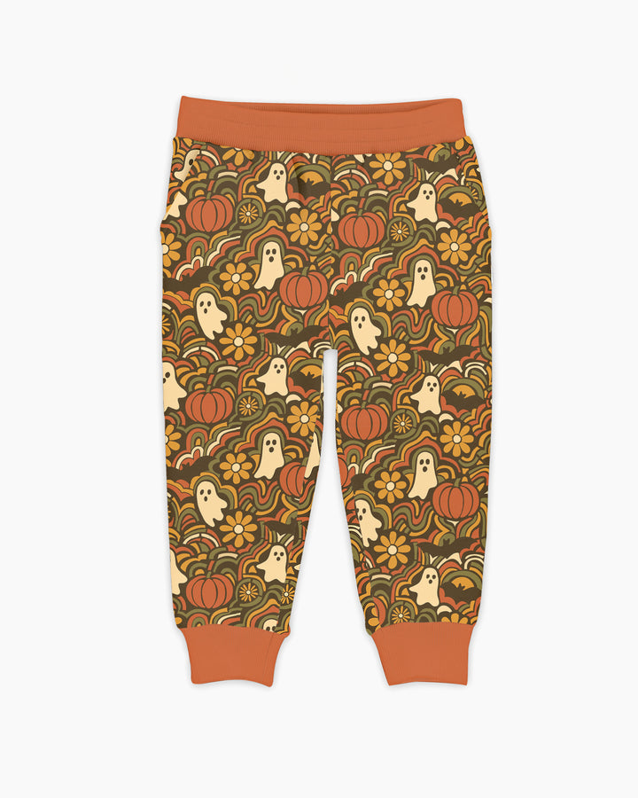 Retro Halloween Ghost Pumpkin Floral Bamboo Jogger