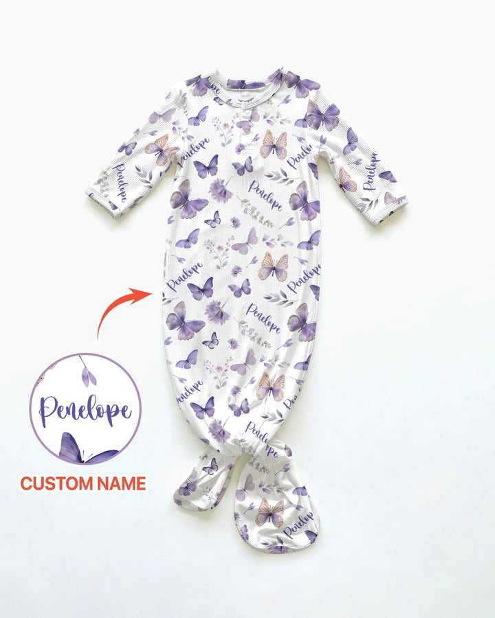 Custom Name Lilac Bloom Bamboo Knot Gown