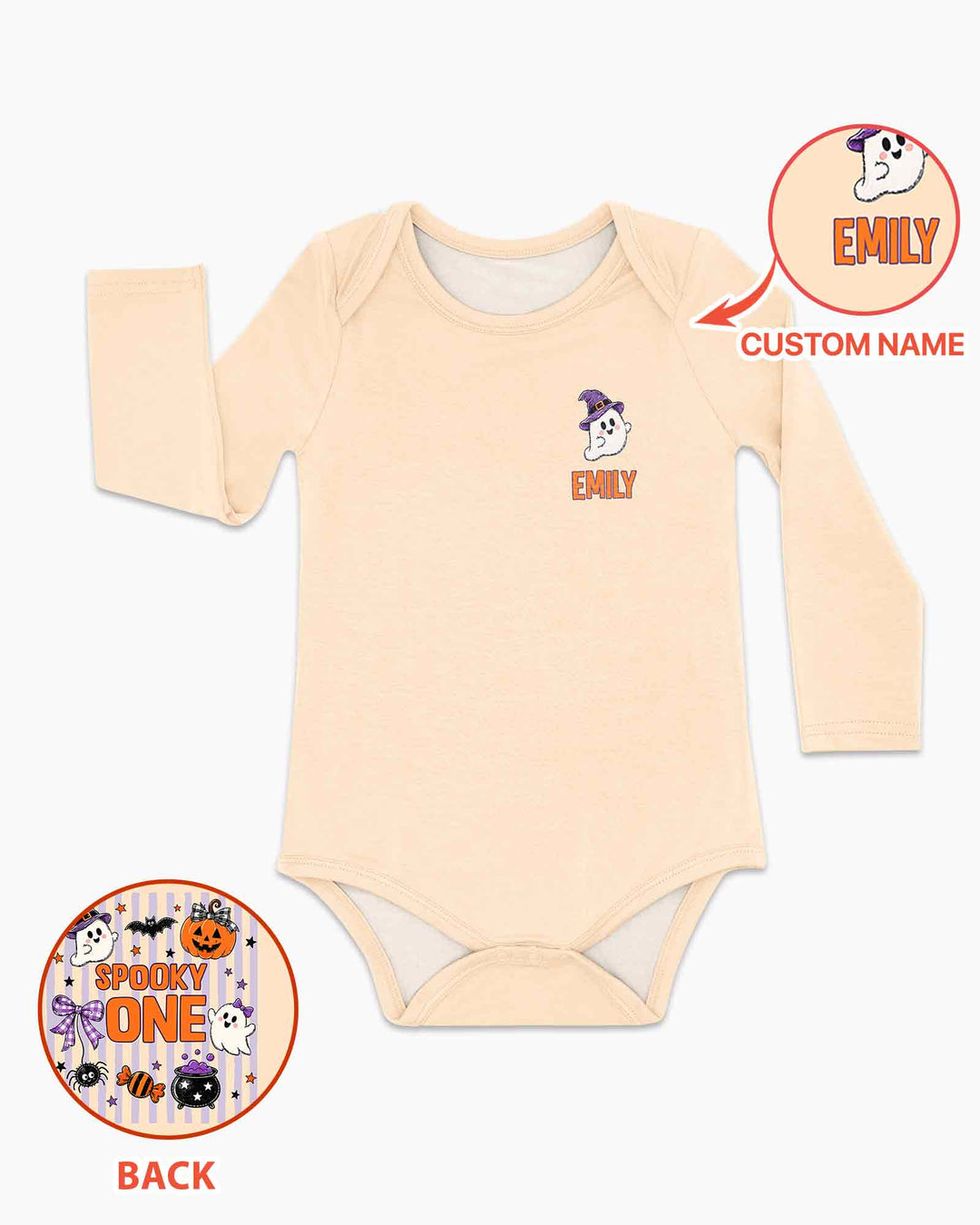 Personalized My First Halloween Baby Ghost Bamboo Bodysuit
