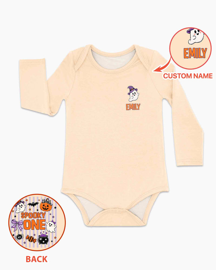 Custom Name Spooky One First Halloween Bamboo Bodysuit