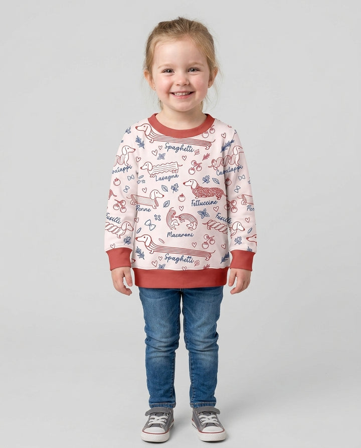 Funny Dachshund Pasta Pups Bamboo Crewneck Sweatshirt