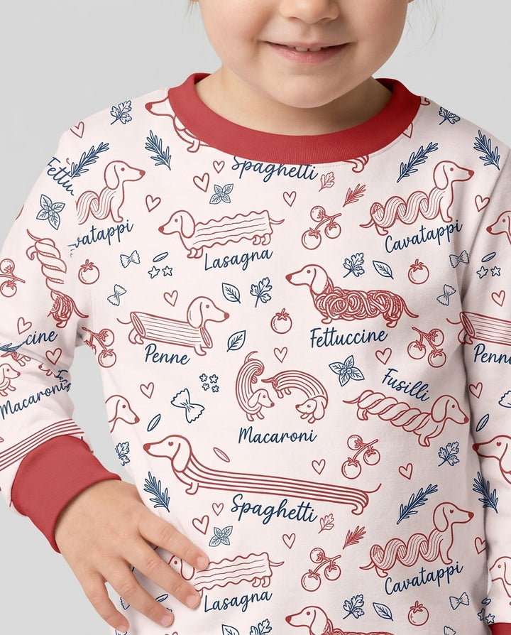 Funny Dachshund Pasta Pups Bamboo Crewneck Sweatshirt