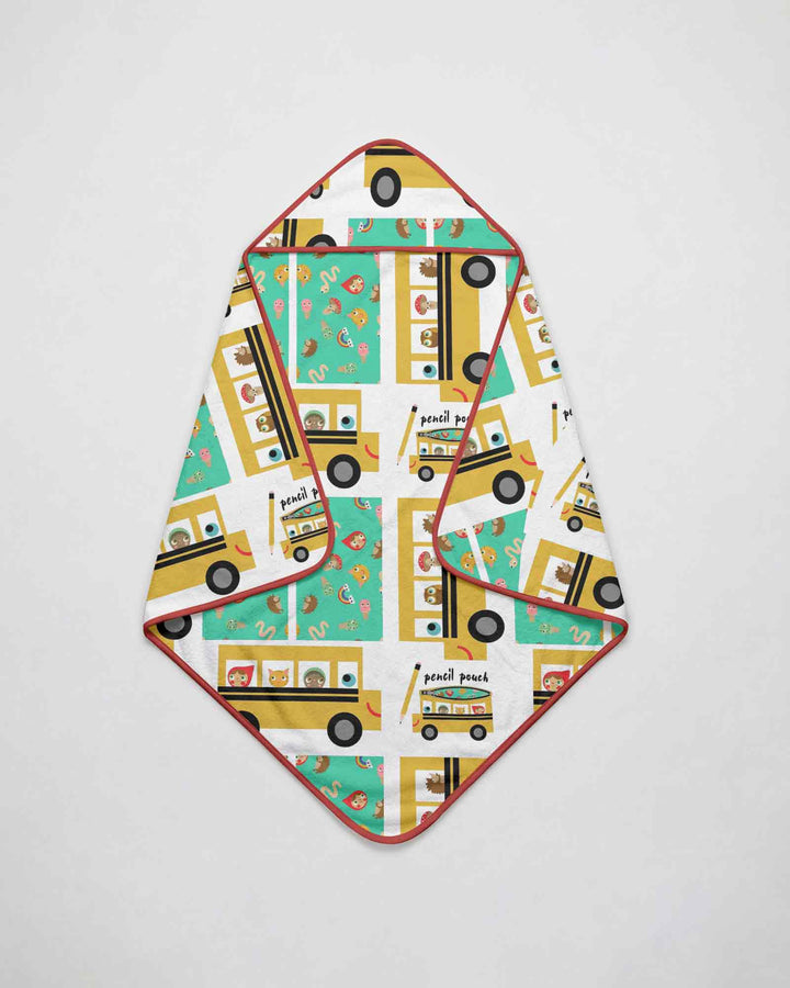 School Bus Adventures Hooded Bamboo Towel Set