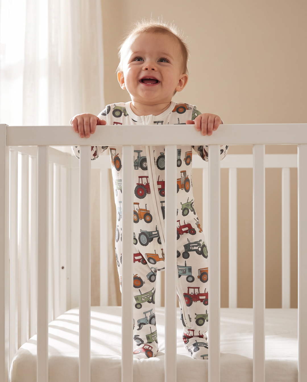 Tiny Tractors Bamboo Zipper Footie