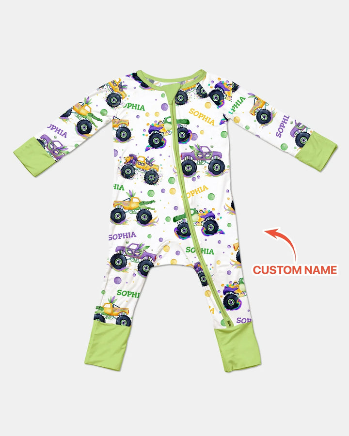 Custom Name Mardi Gras Monster Trucks Bamboo Convertible Zippy