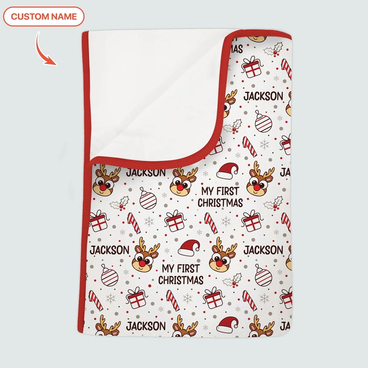 Reindeer Doodle My First Christmas Bamboo Blanket