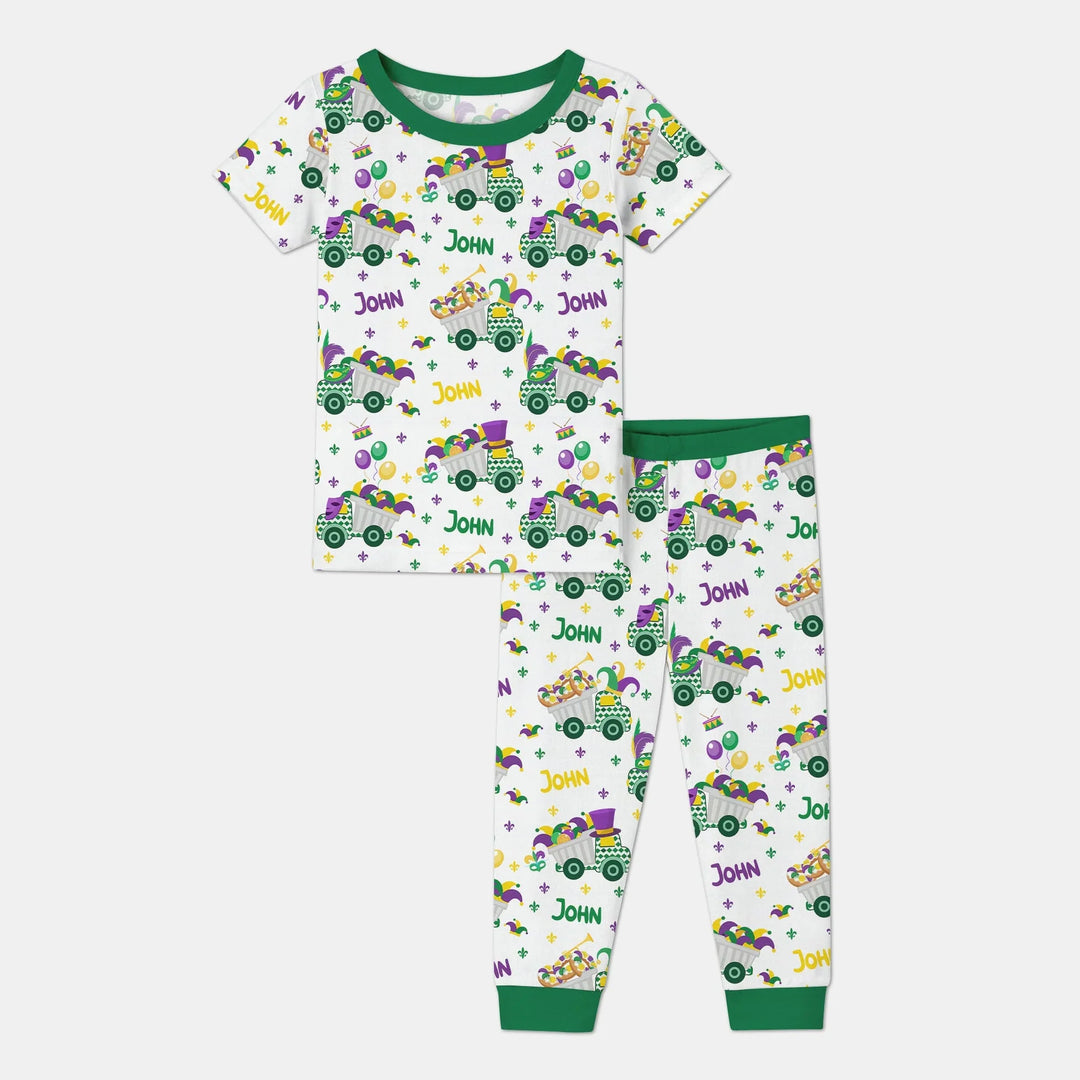 Mardi Gras Trucks Bamboo Two Piece Short Sleeve Pajama Set