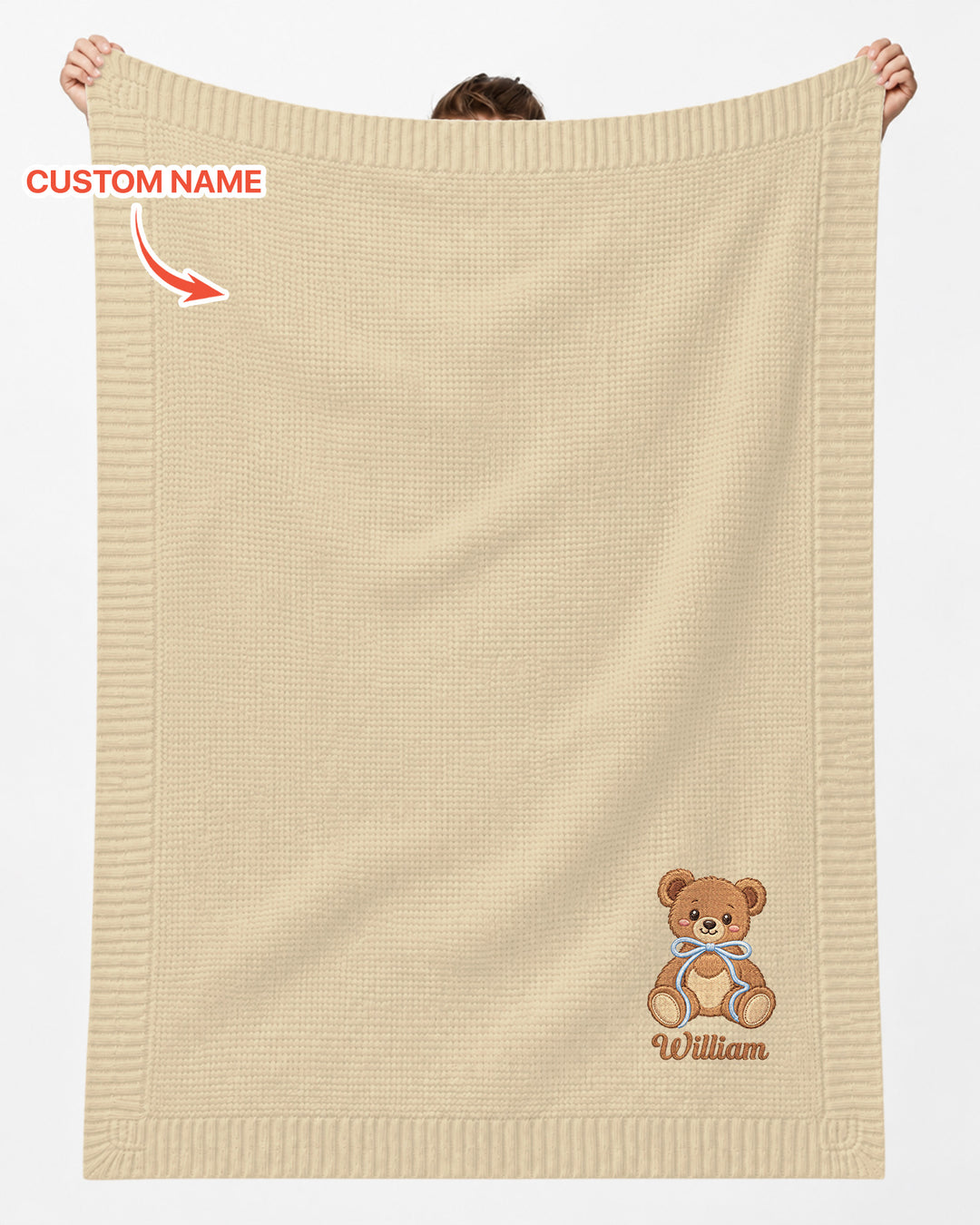 Honey Bear Embroidered Baby Cotton Blanket
