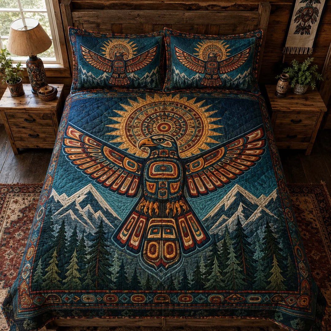 Tribal Thunderbird Mountain Bamboo Quilt Bedding Set