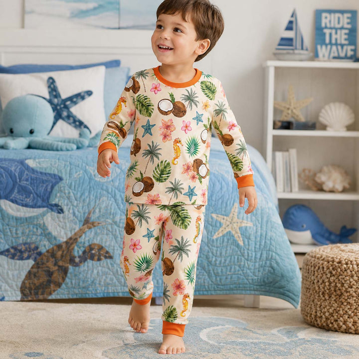 Tropical Island Friends Bamboo Two Piece Long Sleeve Pajama Set