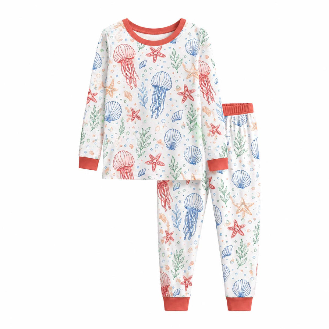 Tropical Ocean Garden Bamboo Two Piece Long Sleeve Pajama Set