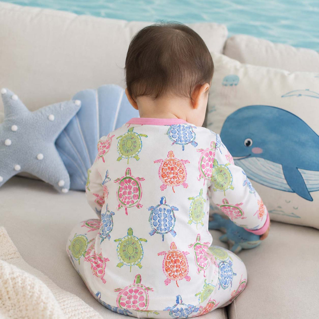 Tropical Turtle Garden Bamboo Two Piece Long Sleeve Pajama Set