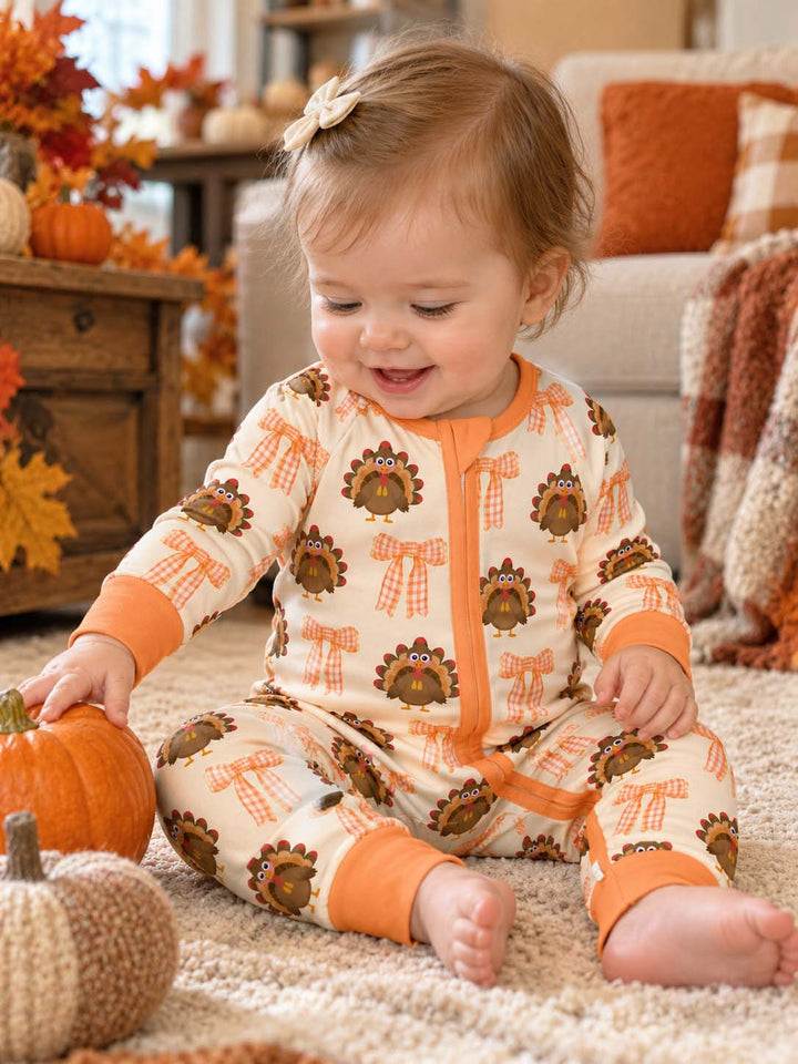 Turkey Bow Thanksgiving Bamboo Convertible Zippy