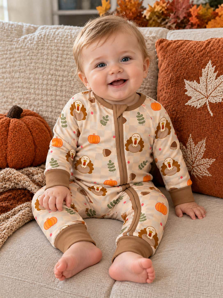 Turkey Pumpkin Checkered Bamboo Convertible Zippy