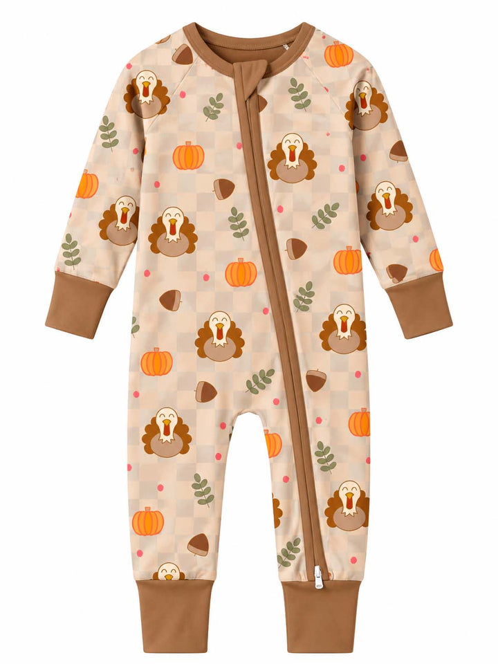 Turkey Pumpkin Checkered Bamboo Convertible Zippy
