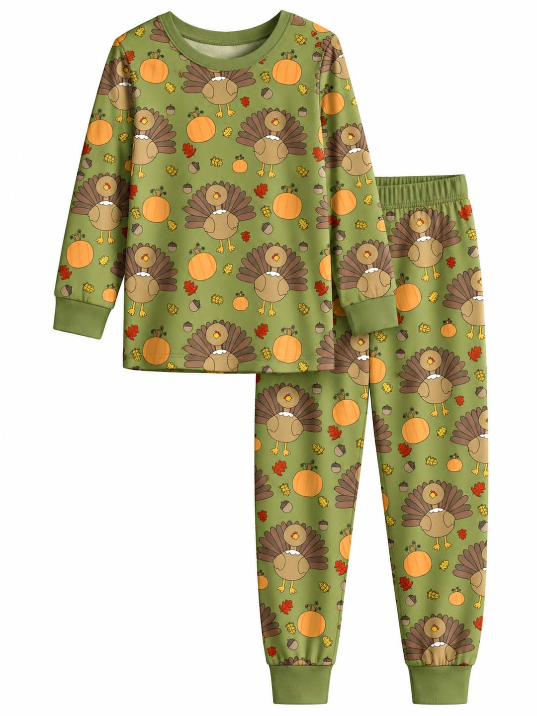 Turkey Pumpkin Fall Bamboo Two Piece Long Sleeve Pajama Set