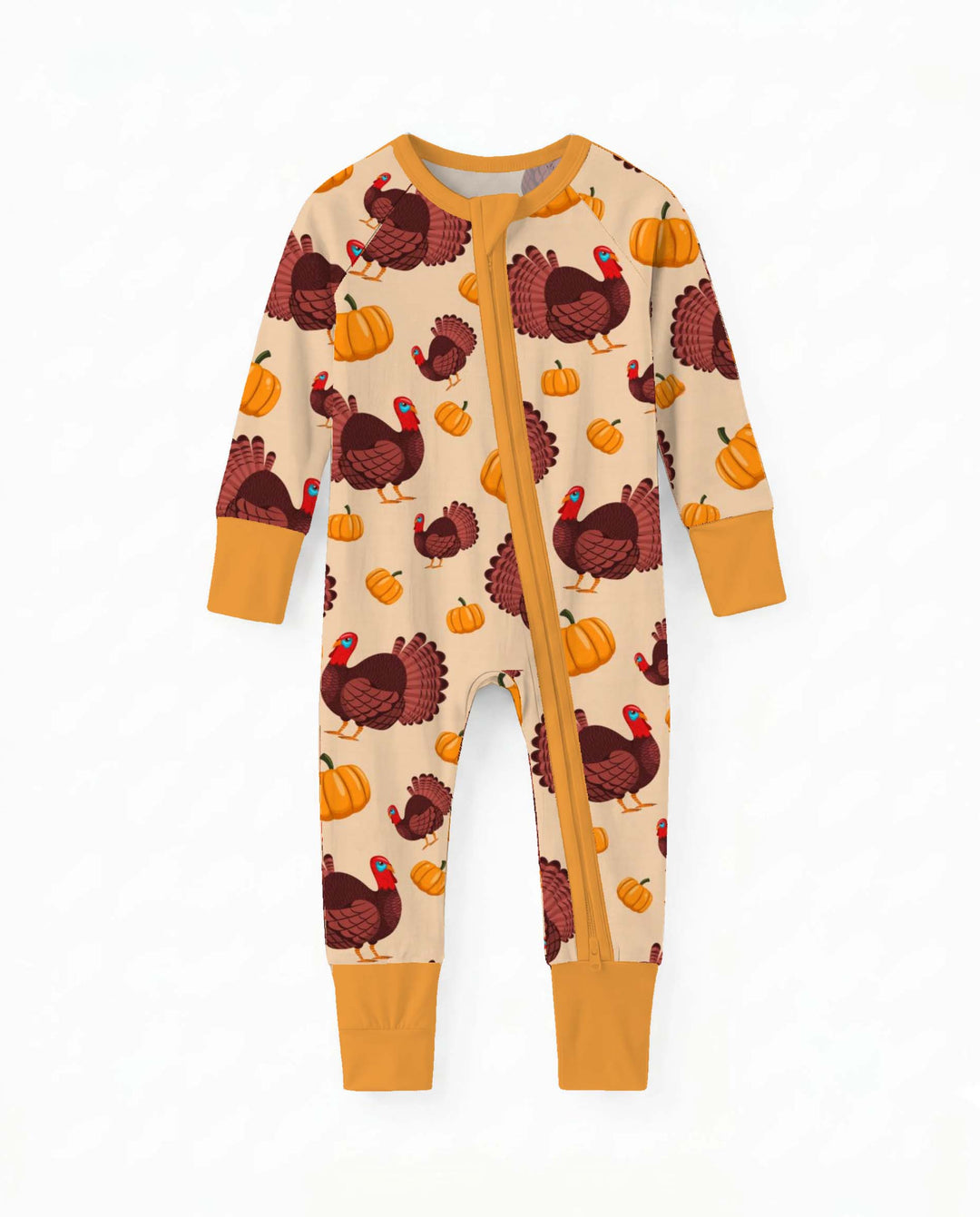 Turkey Pumpkin Thanksgiving Pattern Bamboo Convertible Zippy