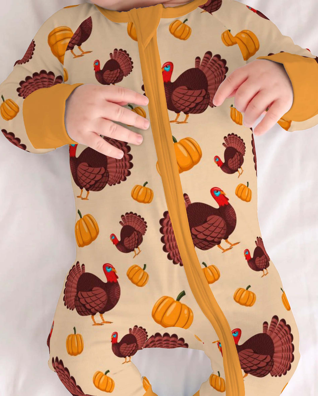 Turkey Pumpkin Thanksgiving Pattern Bamboo Convertible Zippy