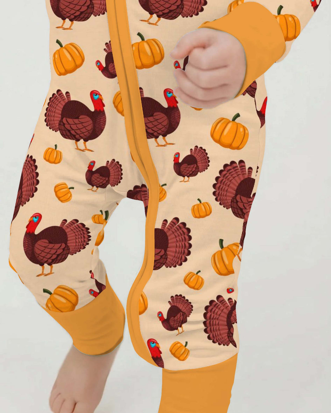 Turkey Pumpkin Thanksgiving Pattern Bamboo Convertible Zippy