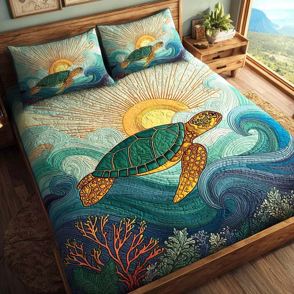 Turtle Coastal Dreams Bamboo Quilt Bedding Set