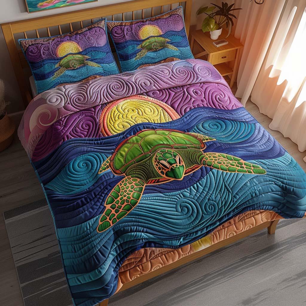 Turtle Gentle Horizon Bamboo Quilt Bedding Set