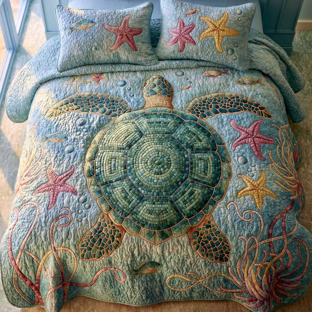 Turtle Gentle Waves Bamboo Quilt Bedding Set