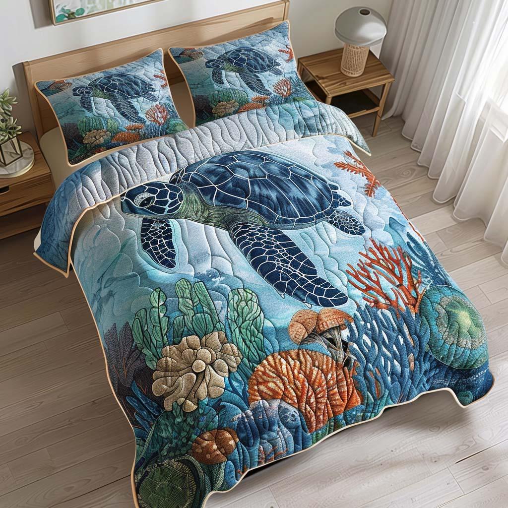 Turtle Marine Journey Bamboo Quilt Bedding Set