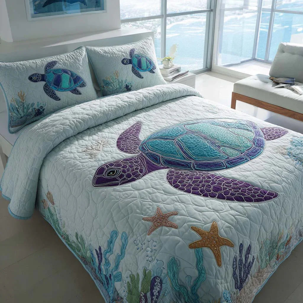 Turtle Nature Bliss Bamboo Quilt Bedding Set