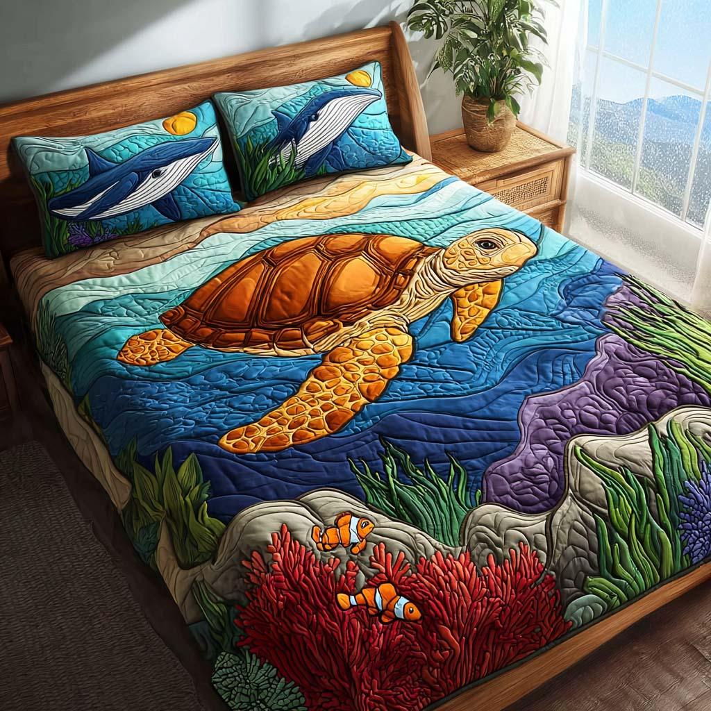 Turtle Ocean Wonder Bamboo Quilt Bedding Set