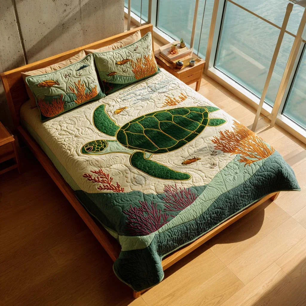Turtle Sunny Paradise Bamboo Quilt Bedding Set