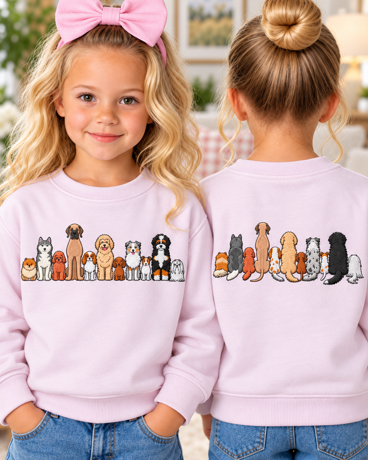 Cute Dog Breeds Embroidered Bamboo Crewneck Sweatshirt